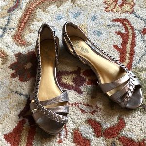 Seychelles peep toe braided flats, size 8